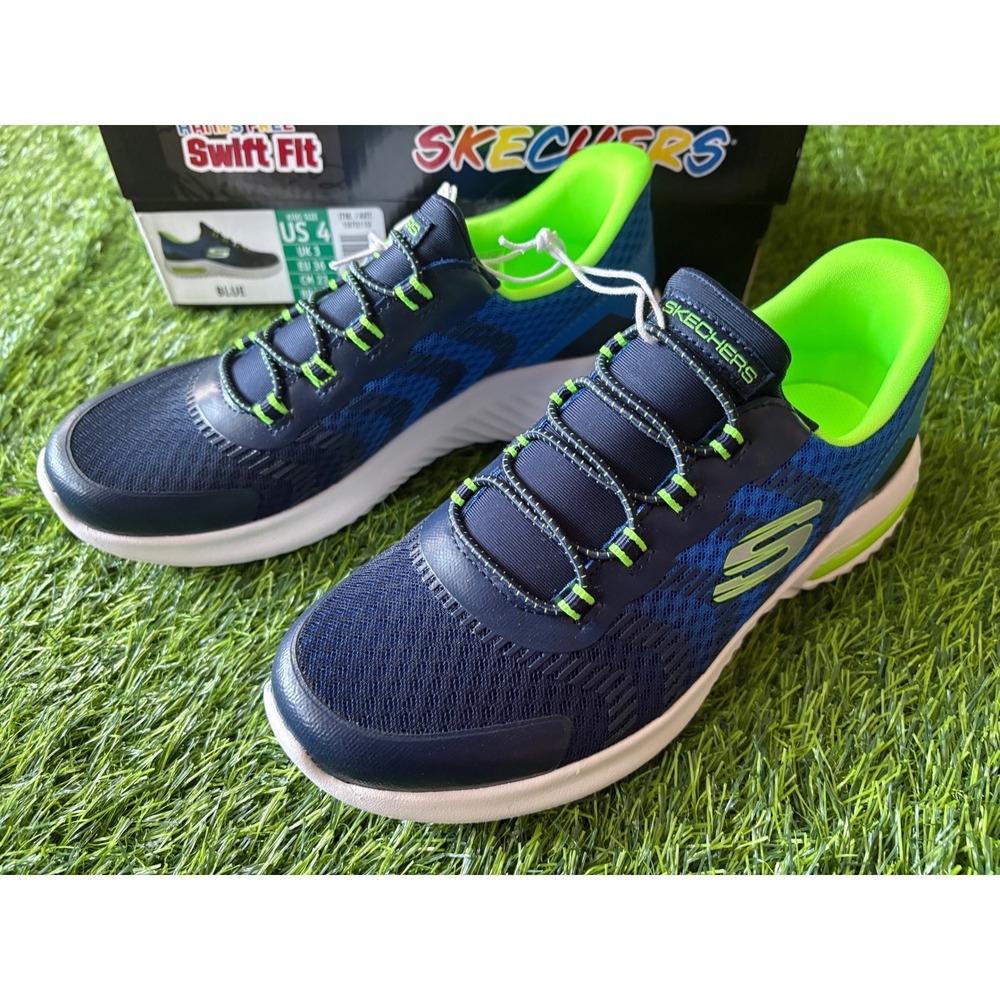 Skechers Kids Hands Free Swift Fit Blue Lime Sneakers 17342L/NVBL Size 4